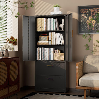 2 Drawer Lateral File Cabinet With Adjustable Shelves And Handles,metal Filing Cabinet With Drawers And Keys For Home,office,school,fits A4/letter/leg