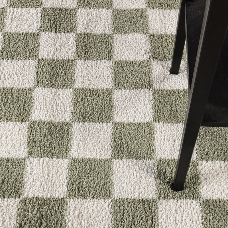 Machine Washable Shaggy Boho Grass Green Area Rug, Rectangle 160 x 213cm