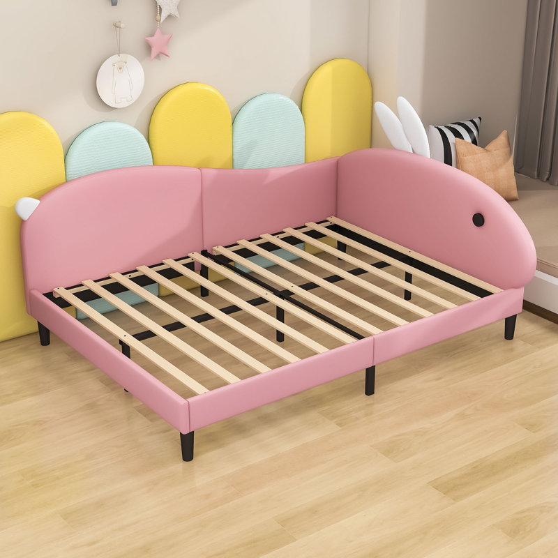 Upholstered Daybed with Rabbit Ear Headboard, Full