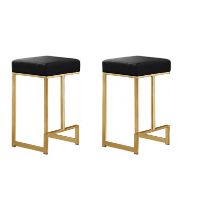 25 in. H  Backless Metal Counter Height Stools with Base (Set of 2)