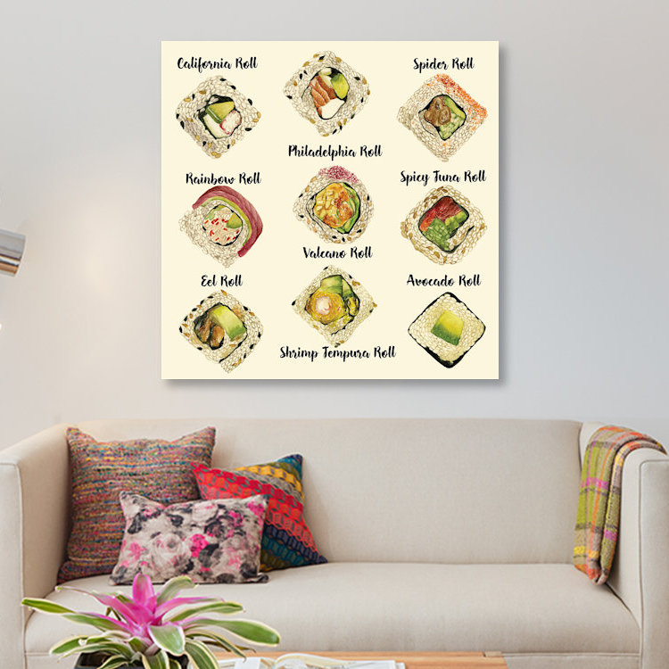 "Sushis II" par Melissa Wang, impression sur toile tendue, H 12 po x l 12 po x P 0,75 po, Toile tendue, Pas de tapis