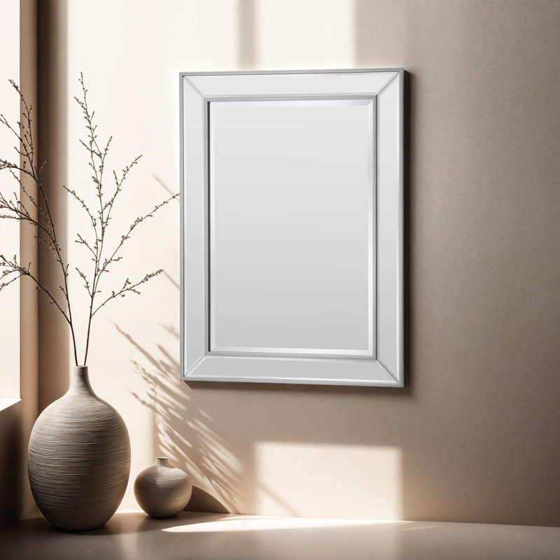 Seamus Bevelled Angled Framed Wall Mounted Accent Mirror, Champagne, 78cm H x 64.5cm W