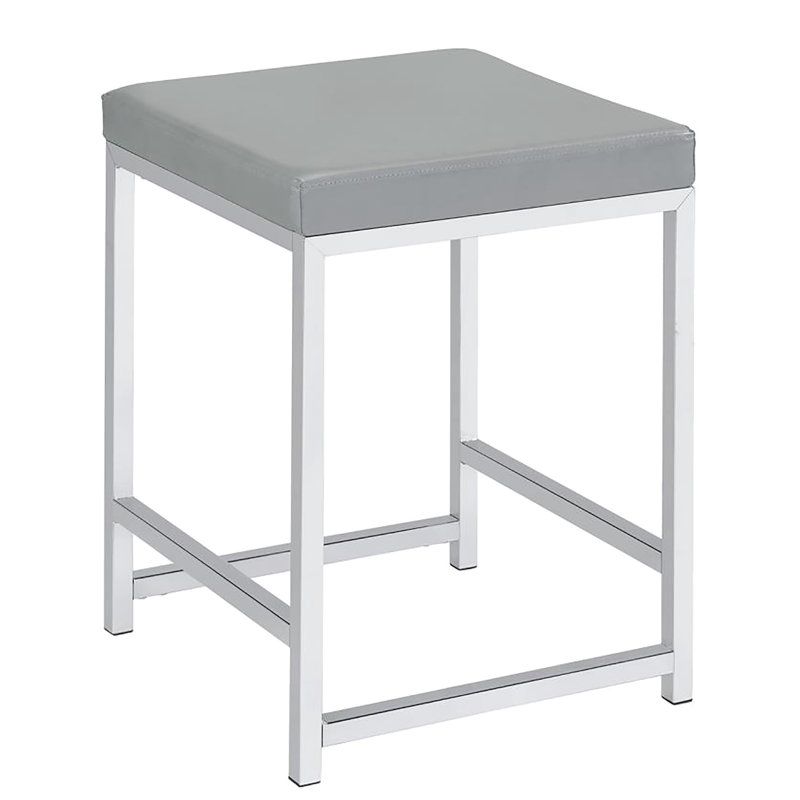 Tabouret carré gris rembourré en mousse avec attrait chic, Gris clair