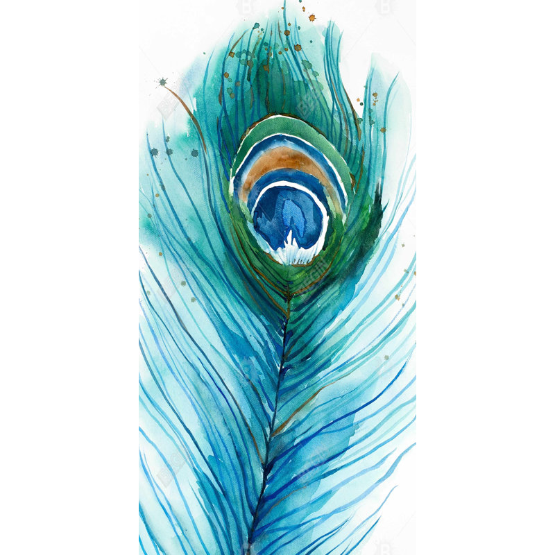 Long peacock feather - 15.75"x31.50" Desk mat