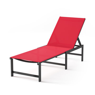 Chaise longue d'extérieur en aluminium, sans assemblage, avec dossier réglable à 5 positions, chaise longue de patio pour la piscine extérieure, la plage, la détente sur la pelouse