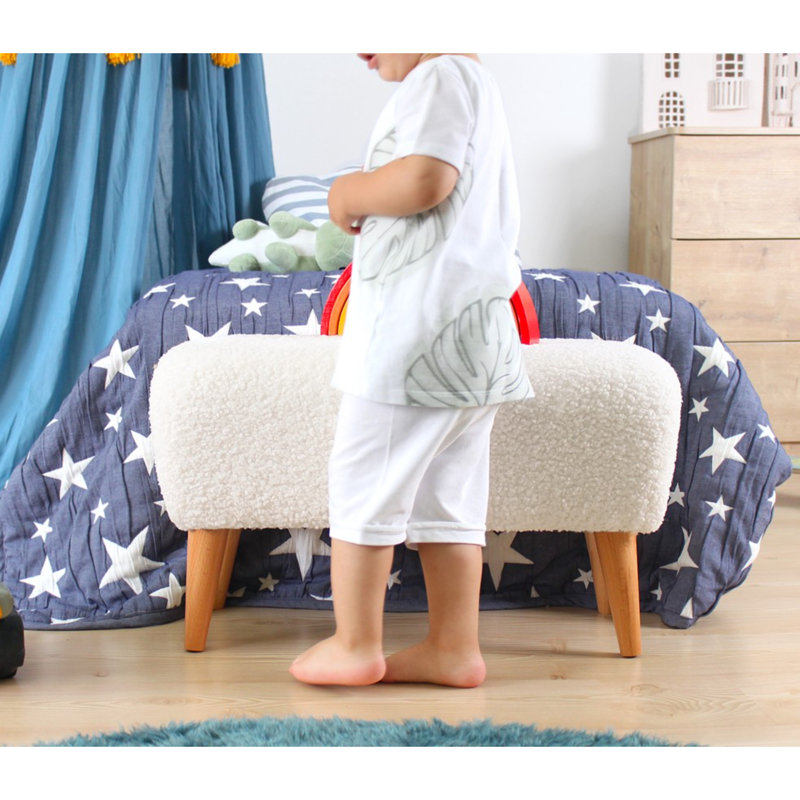 Coulter 61cm Wide Rectangle Solid Colour Footstool Ottoman, White