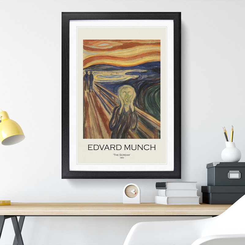 The Scream by Edvard Munch - Picture Frame Painting, 65cm H x 48cm W x 2cm D, Black Framed