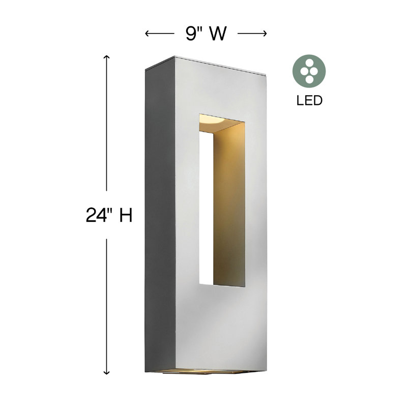 Atlantis 2 Light Outdoor Sconce, 25" H x 9" W, Satin Black, LED