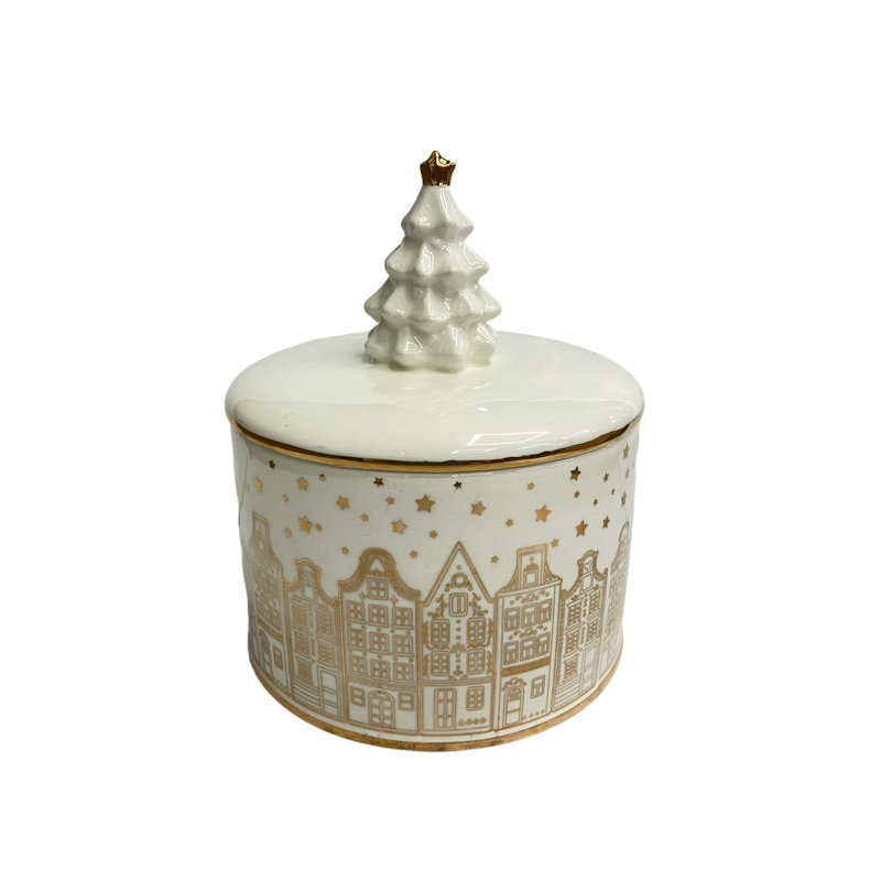 White Container with Village Design