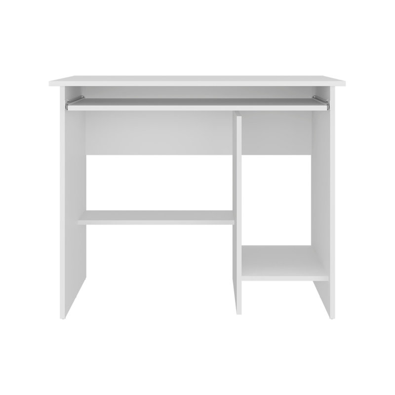 White Computer Desk with Open Storage