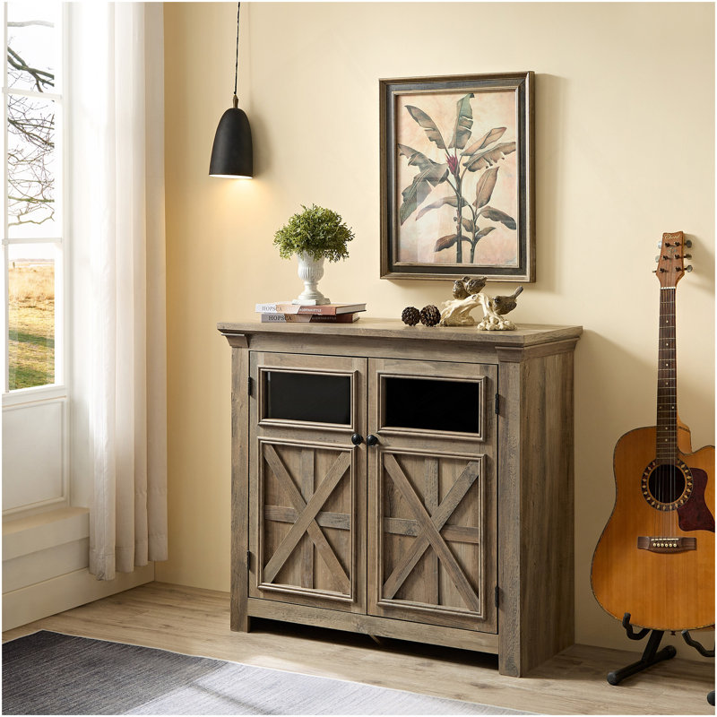 Buffet 2 portes pour bar à café, grand - gris délavé, style rétro et armoire de rangement à 2 portes avec option de rangement. Buffet de salle à manger. Style avec surface facile