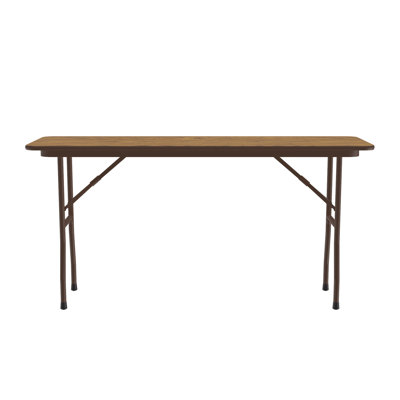 Correll 48 rond, table commerciale pliante, plateau en stratifié thermolaqué noyer lourd 3/4 noyau, , portatif, tablier en acier robuste