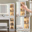 Dressing Table with LED Mirror, 6 Drawers, 2 Cabinets and 3 Open Shelves, Power Outlet, Glass Top-452265961