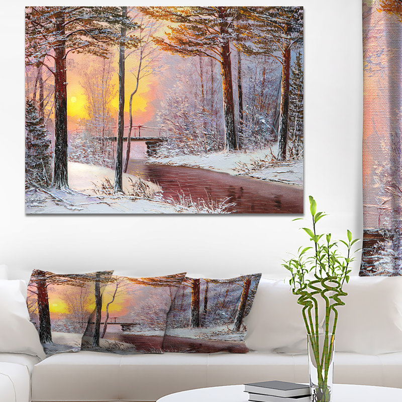 «Winter Forest at Sunset», reproduction sur toile tendue, H 30 po x l 40 po x P 1,5 po