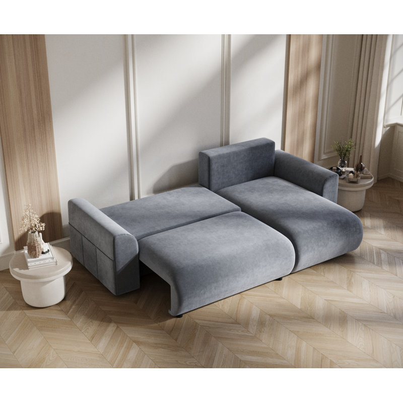 4 Seater Velvet Sofa Bed, Grey
