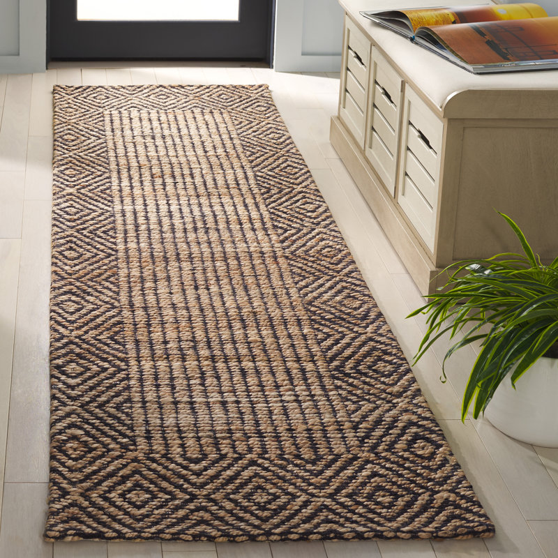 Tapis géométrique en fibre naturelle 565 jacquard, Tapis de couloir 2 pi 3 po x 8 pi