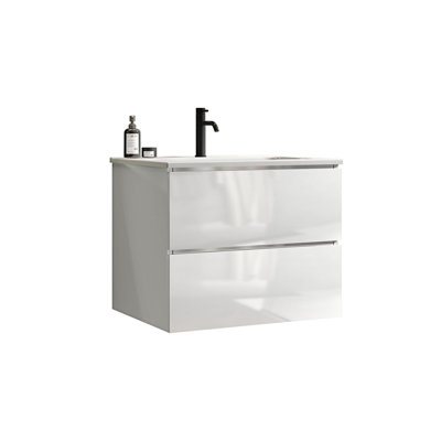 Meuble-lavabo mural avec lavabo en céramique et un trou de robinet