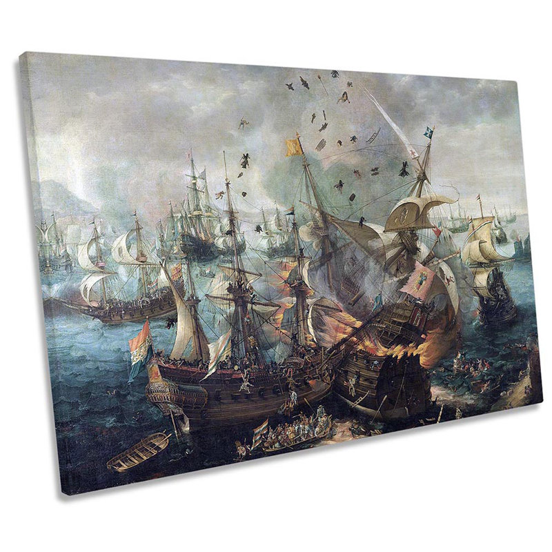 Hendrick Vroom Battle Of Gibraltar - Wrapped Canvas Print, 81.3cm H x 121.9cm W x 4cm D