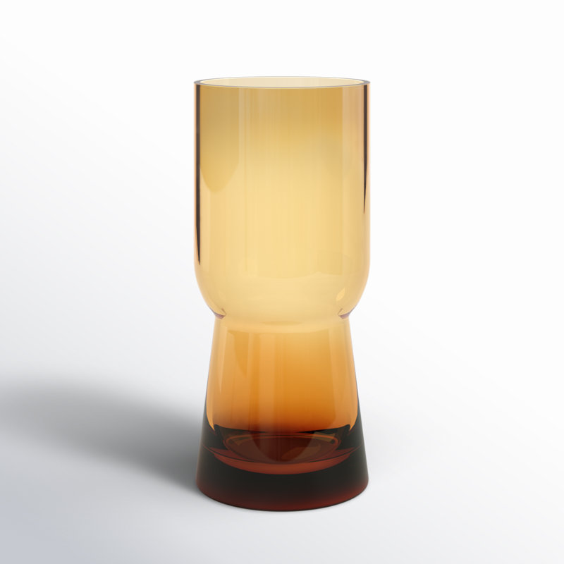 Amber Handmade Glass Table Vase, 8.75" H x 3.75" W x 3.75" D