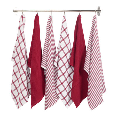 Ensemble de 6 serviettes de cuisine Kaf Home Premium 100% coton, 18 po x 28 po