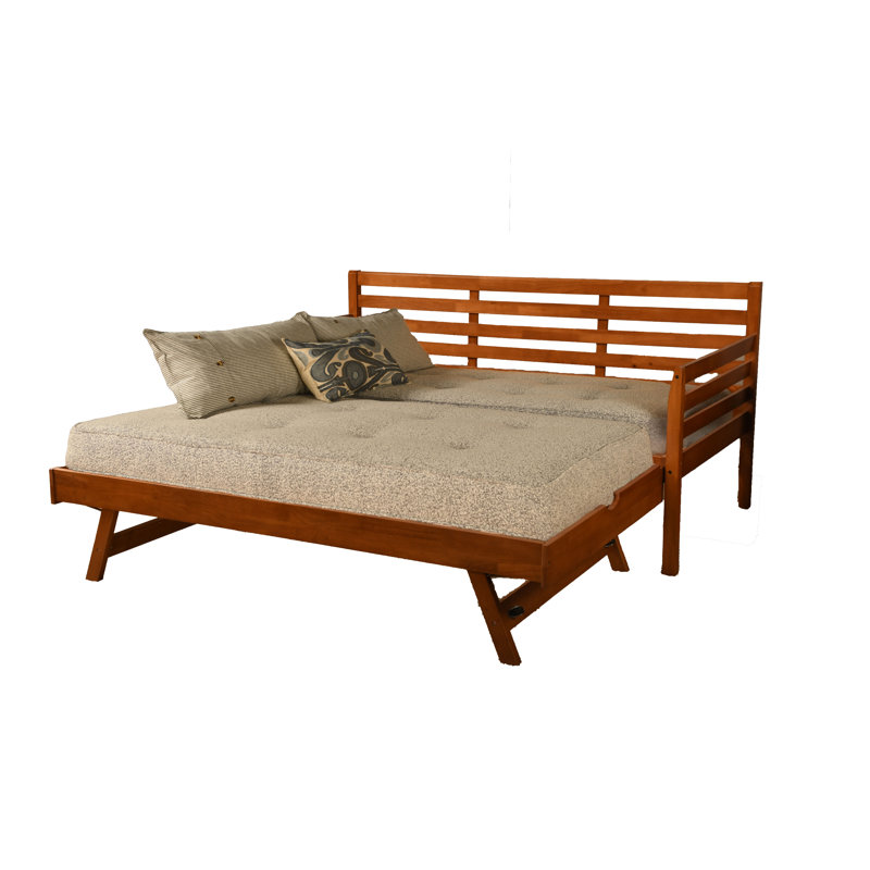 Lit de jour et lit escamotable avec matelas Alhamdi Boho, Barbade, Brun fumée de bois