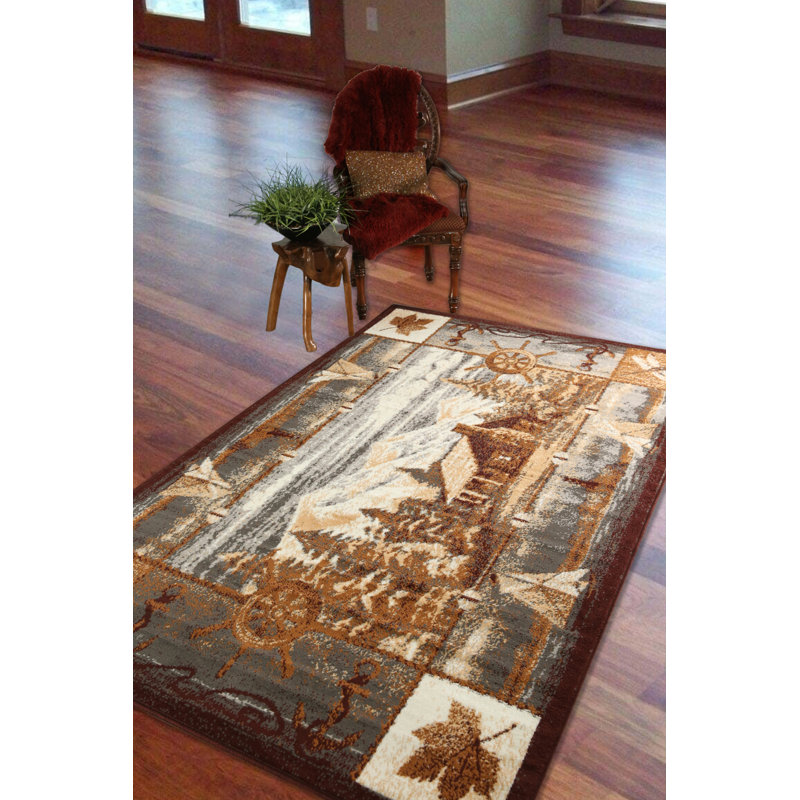 Tapis brun / beige HuneyCutt, Rectangle 3 pi 6 po x 5 pi 6 po