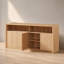 Buffet moderne en bois avec éclairage à DEL et prises de courant modernes pour un rangement polyvalent-1053870609