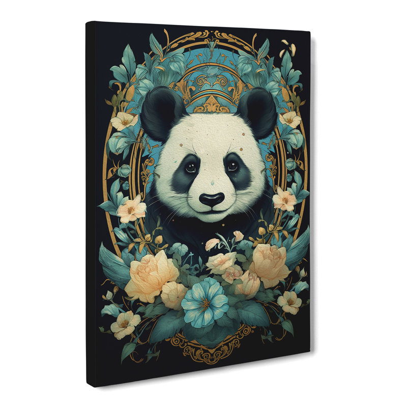 Panda Nouveau - Wrapped Canvas, 50cm H x 35cm W x 3cm D