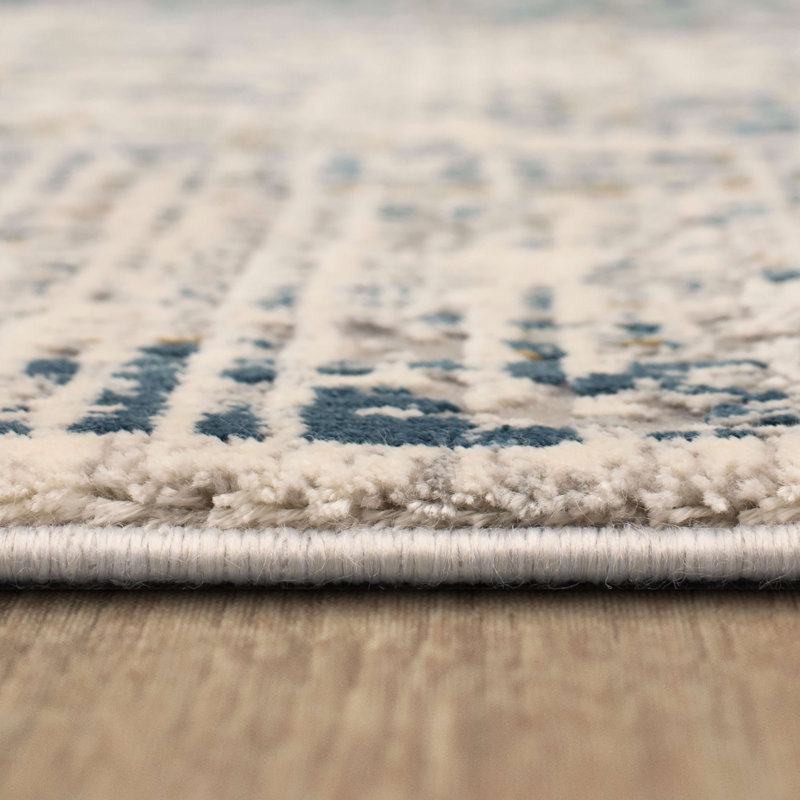 Dorset Blue Rectangular Wool and Viscose Area Rug
