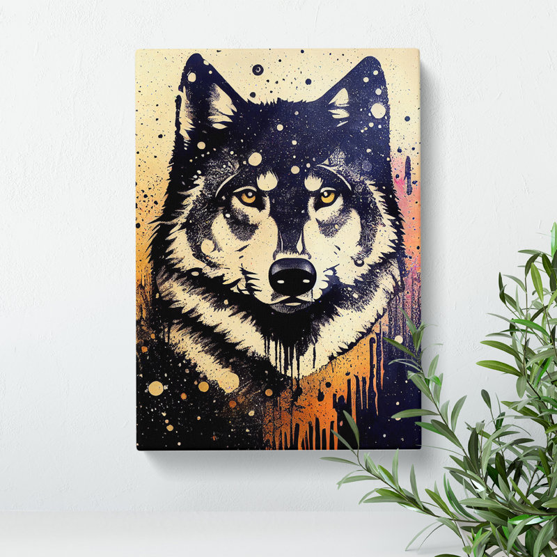 Wolf Graffiti No.4 - Wrapped Canvas, 76cm H x 50cm W x 3cm D