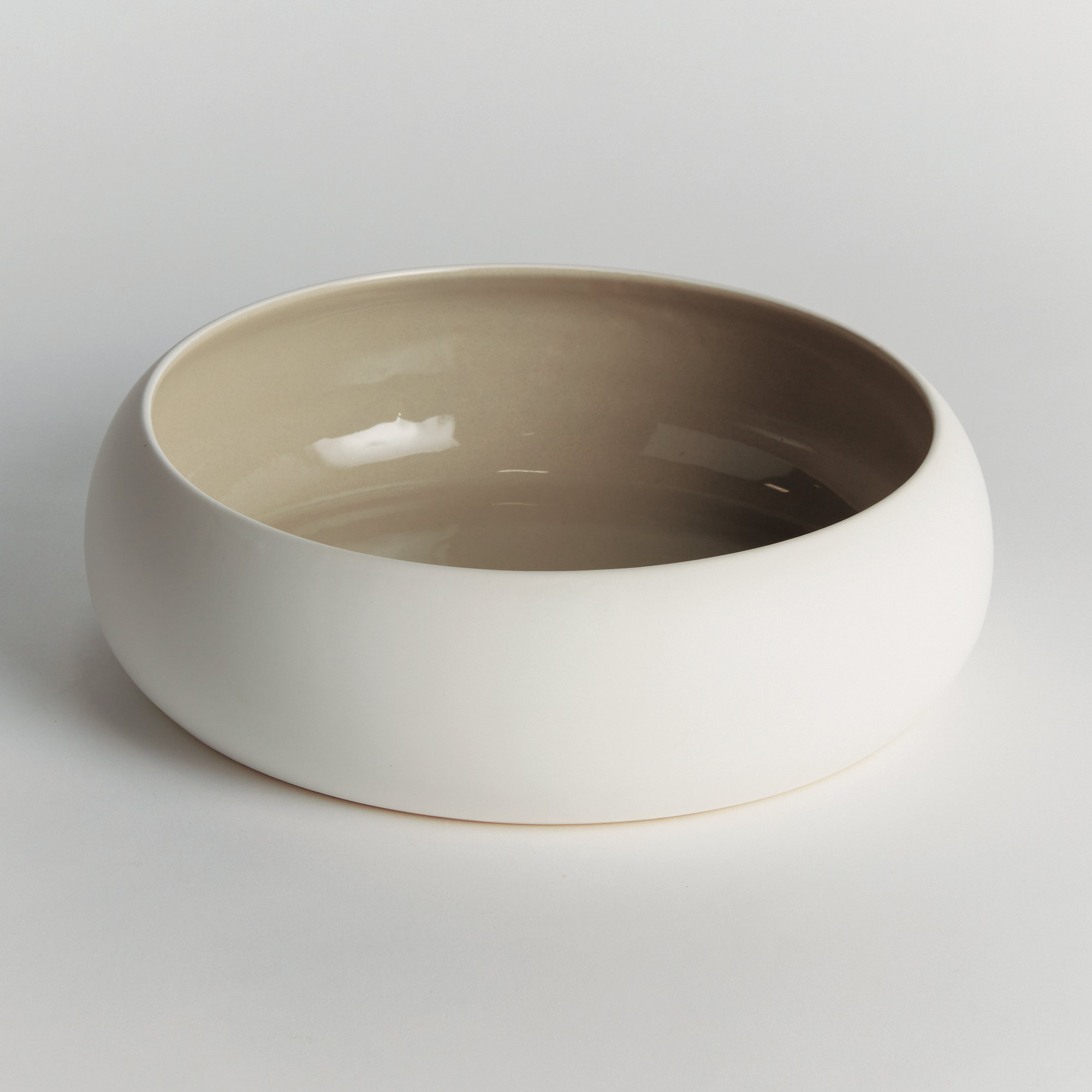 Isaid Dune High-Fired Stoneware Low Decorative Bowl, Brown/Taupe/White