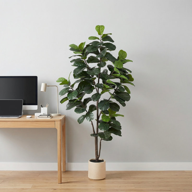 Figuier de 6 pi en figuier en pot, plante artificielle réaliste pour la maison et le bureau, 72 po x 6,69 po