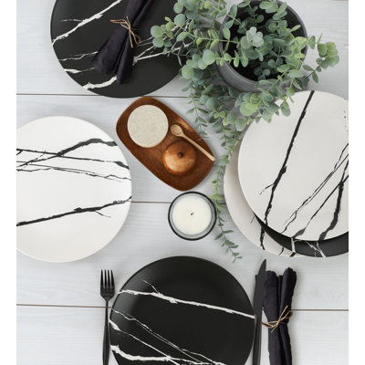 Elegant Service Plate Set (6 Pieces), White Ceramic, 9.8 x 9.8 x 1.5 inches | 100% Antibacterial, Thermal Shock Resistant, Easy to Clean | Dishwasher & Microwave Safe | Perfect for Everyday Use & Special Occasions