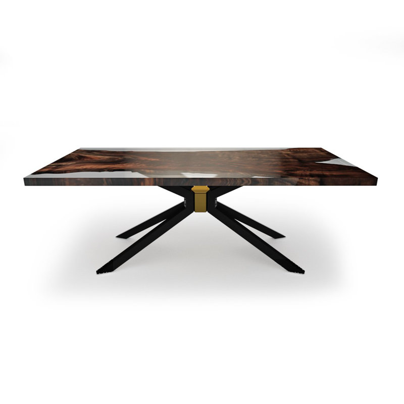 Walnut Metal Base Dining Table, H75 x L275 x W122cm