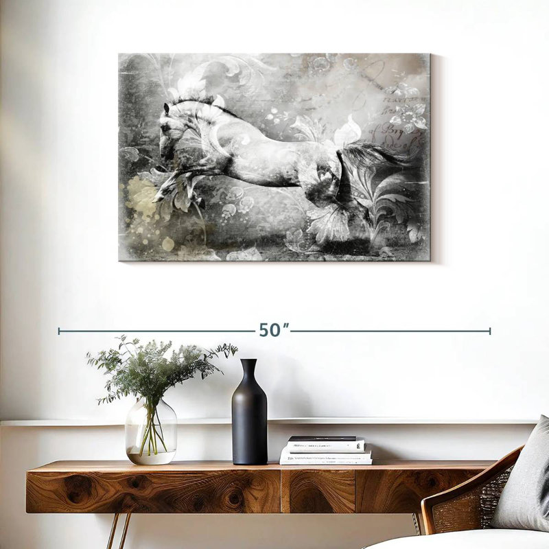 Brampt White Horse, 24" H x 36" W