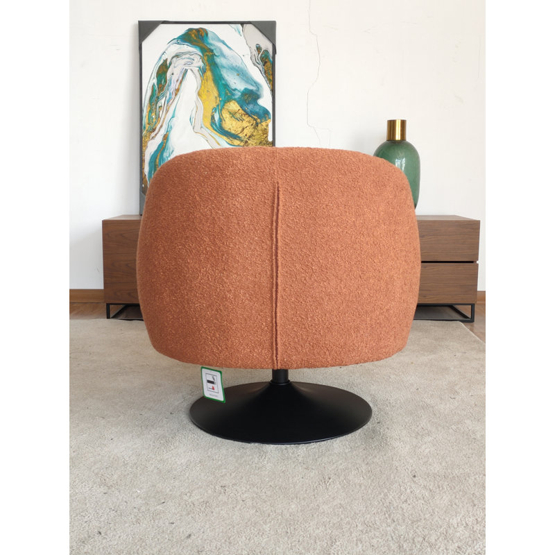 Abrahim Upholstered Swivel Barrel Chair, Rust