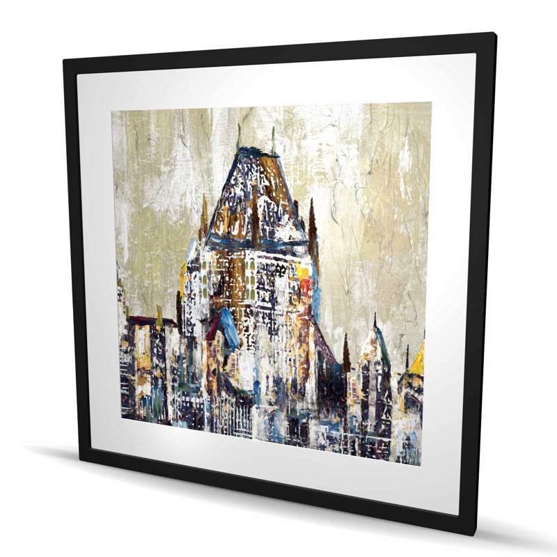 Château abstrait - impression encadrée industrielle, Noir