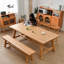 70.87" Burlywood Rectangular Solid Wood Dining Table-107856887
