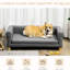 Lit moyen à grand pour animaux de compagnie, gris foncé, coussin en mousse amovible, matériau respirant, fabrication stable, confortable pour et les chiens, gris surélevé et élégant