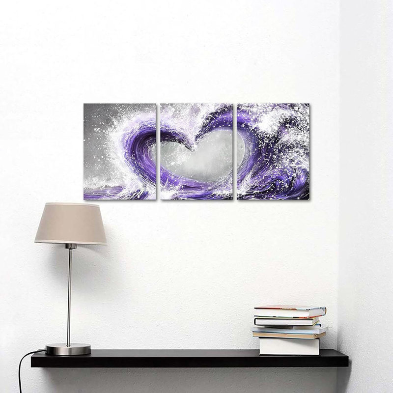 3 Piece Wrapped Canvas Print, Purple