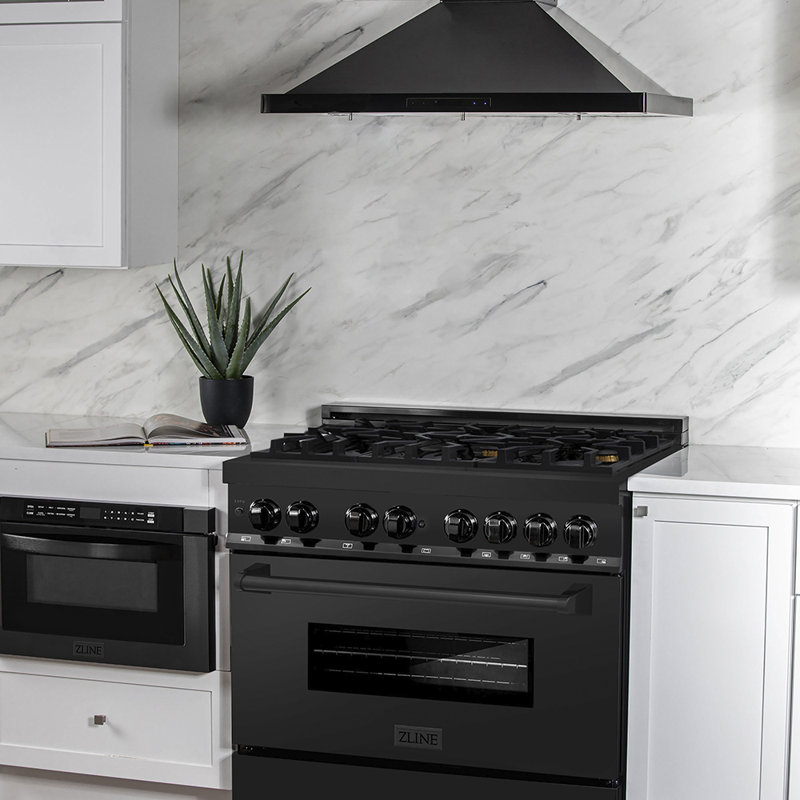 ZLINE 36" Legacy Dual Fuel Range, Black Brass Burners Stainless Steel