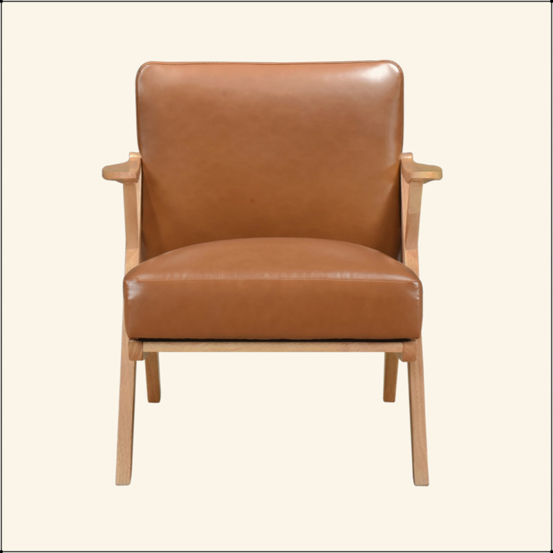Chaise d'appoint en similicuir, Brun / Naturel