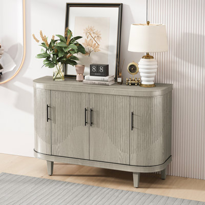 Élégante armoire à café: buffet en bois de 47,2 pouces avec 4 portes et tablettes réglables pour la vie, la cuisine, les chambres à coucher - Console de rangement Champagne: Interior Home
