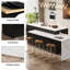 Îlot de cuisine de 81 à 106 po avec plateau en bois manufacturé - Armoire de rangement réglable pour les cuisines de style campagne moderne et à aire ouverte-120090103