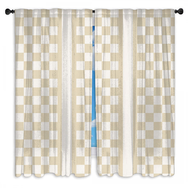 Rideaux à carreaux beiges et obscurcissant - 2 panneaux, 80in x 52in - 2 panels, Sheer