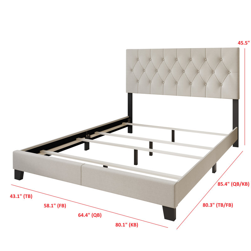 Ambrey Upholstered Standard Bed, Twin, Warm Gray