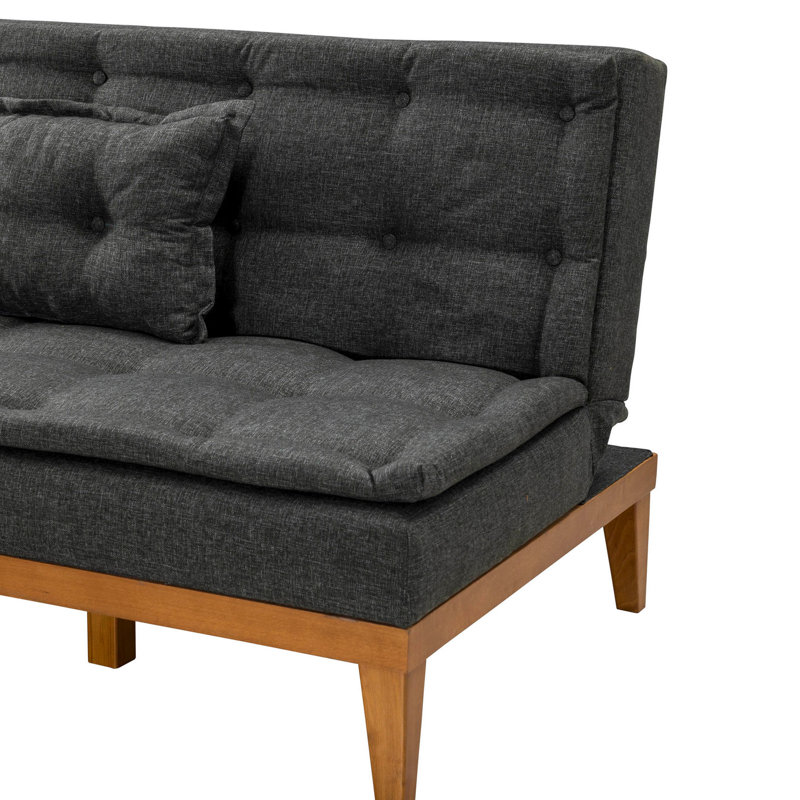 Upholstered L-Shaped Sectional, Anthracite 100% Linen, Left Hand Facing