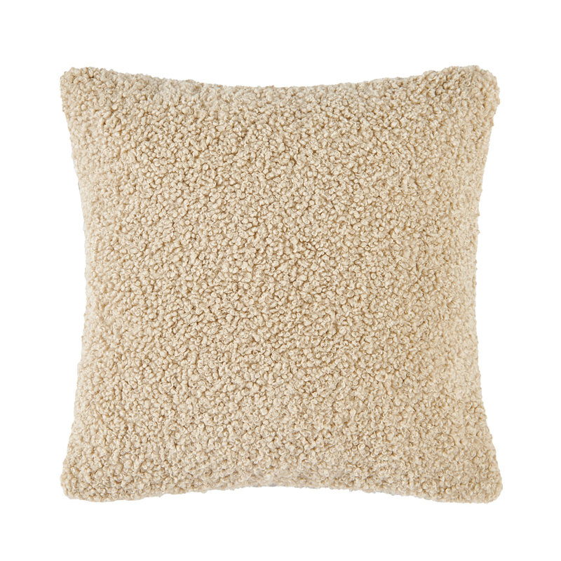Cream Soft Plush Bouclé Feather Filled Throw Pillow