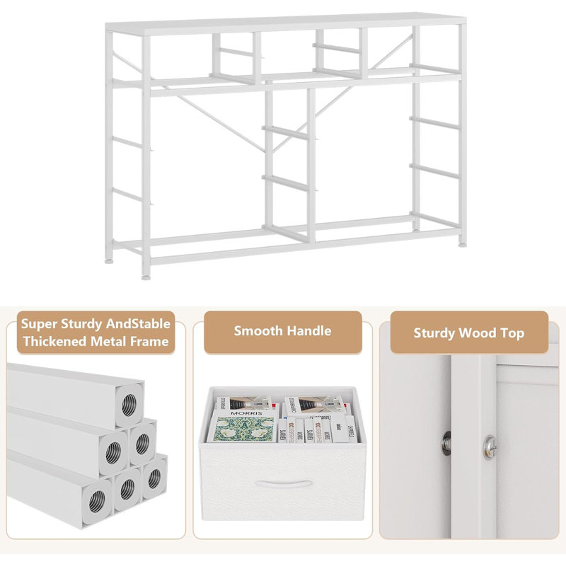 Dresser for Bedroom TV Stand for 55” TV, Entertainment Center with 10 Drawers, 13.7", White