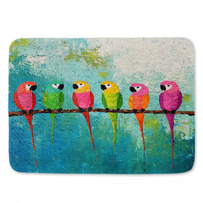 Tapis de bain perroquets oiseaux décoratifs de salle de bain éclectique